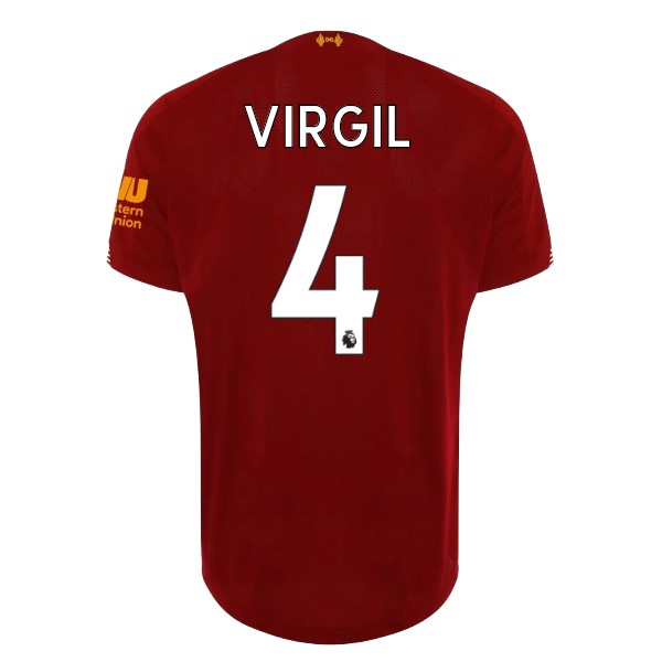 Camiseta Liverpool NO.4 Virgil 1ª Kit 2019 2020 Rojo